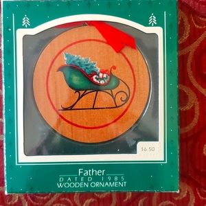 Vintage Father Sleigh Hallmark Wooden Ornament